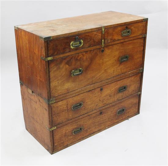 A 19th century brass bound teak military chest, W,3ft 3in.